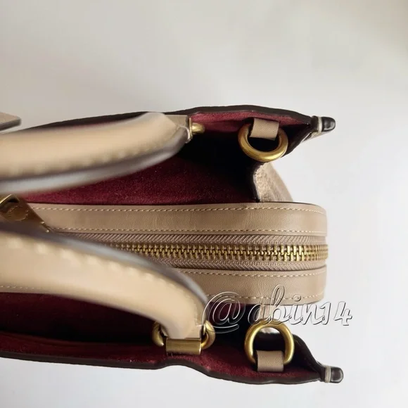 Exclusive Coach Rogue 25 Leather Top Handle Satchel Handbag in Color Taupe - Picture 9 of 16
